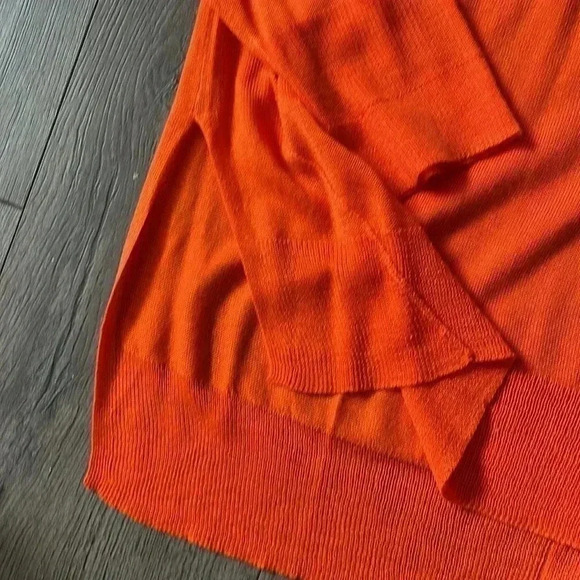 NWT Zara Crew Neck Ribbed  Orange Fine Knit Sweater - M - Picture 4 of 8